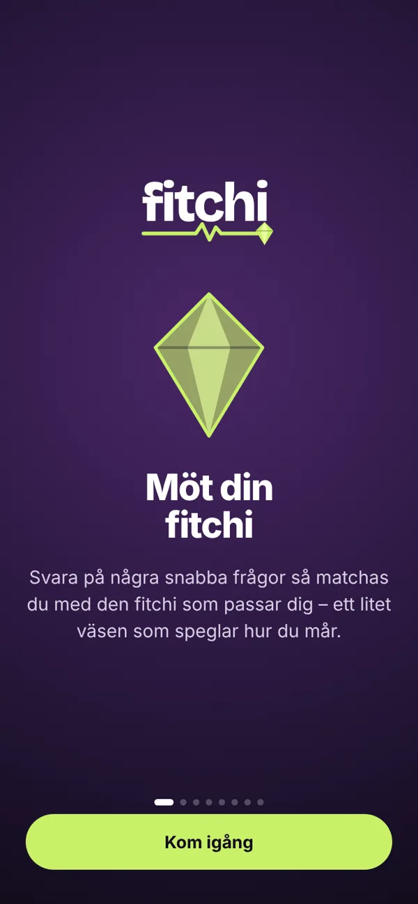 Startskärmen i Fitchi: Möt din fitchi